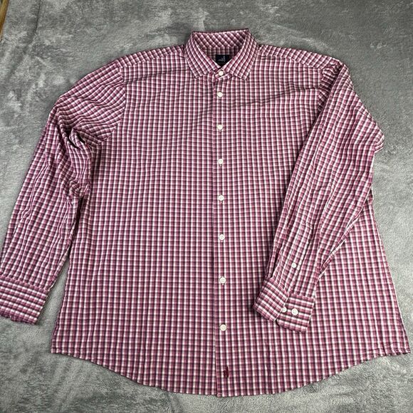 Johnnie-O Shirt Mens XL Pink Plaid Prep-Formance Button Long Sleeve Nylon Bamboo - Picture 2 of 9